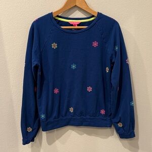 Lilly Pulitzer Landyn Embroidered Sweatshirt with Colorful Florals Size Medium
